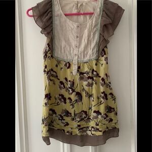 Yellow/cream/brown uniti floral top small